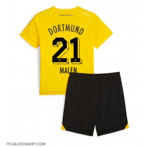 Borussia Dortmund Donyell Malen #21 Prima Maglia Bambino 2023-24 Manica Corta (+ Pantaloni corti)